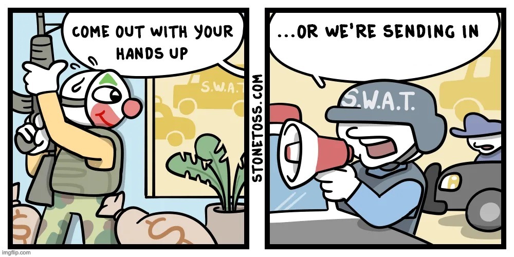 stonetoss.com/comic/lethal-force | image tagged in come out with your hands up | made w/ Imgflip meme maker