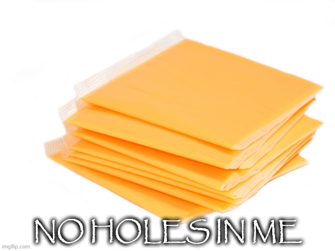 American Cheese | NO HOLES IN ME | image tagged in american cheese | made w/ Imgflip meme maker