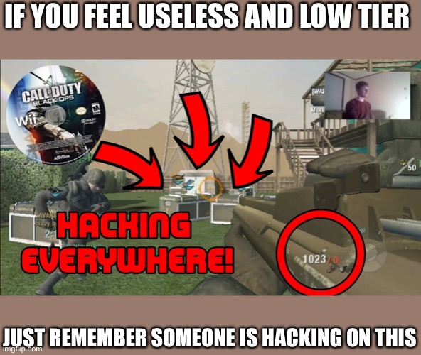 Why would you do that? | IF YOU FEEL USELESS AND LOW TIER; JUST REMEMBER SOMEONE IS HACKING ON THIS | image tagged in video games | made w/ Imgflip meme maker