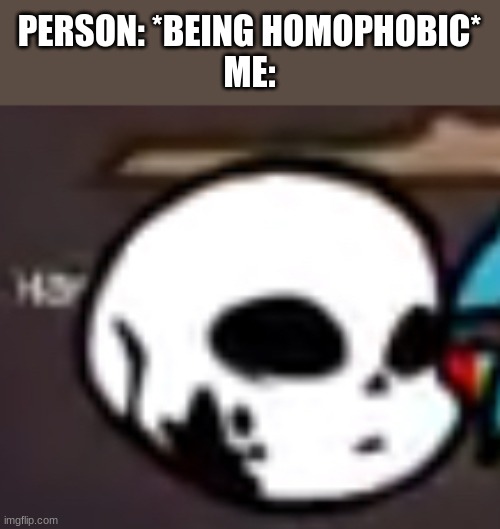 fnf ink!sans icon | PERSON: *BEING HOMOPHOBIC*
ME: | image tagged in fnf ink sans icon | made w/ Imgflip meme maker