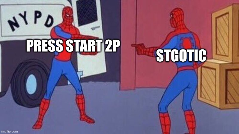 only true font fans will understand | PRESS START 2P; STGOTIC | image tagged in spiderman pointing at spiderman | made w/ Imgflip meme maker