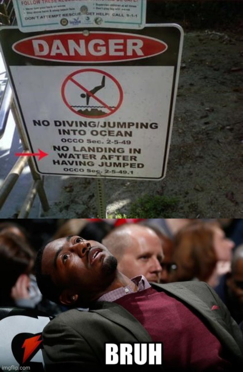No diving/jumping into ocean sign | image tagged in bruh,you had one job,memes,diving,danger,signs | made w/ Imgflip meme maker
