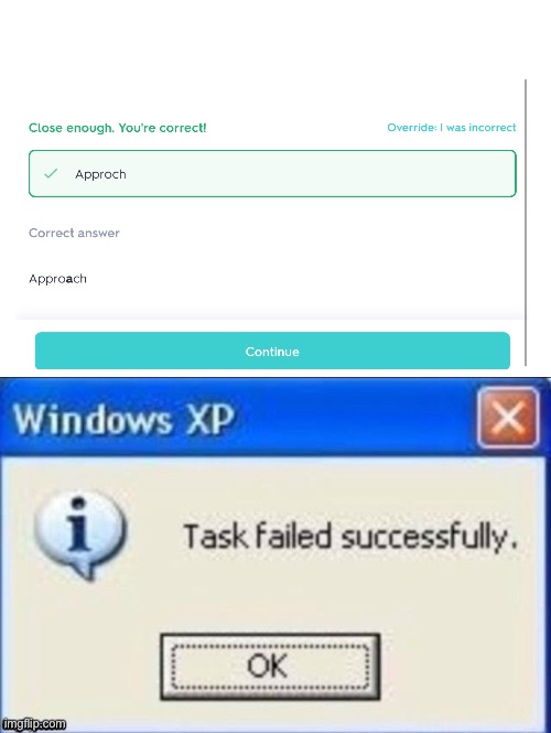 Actual task failed successfully tho | image tagged in task failed successfully | made w/ Imgflip meme maker