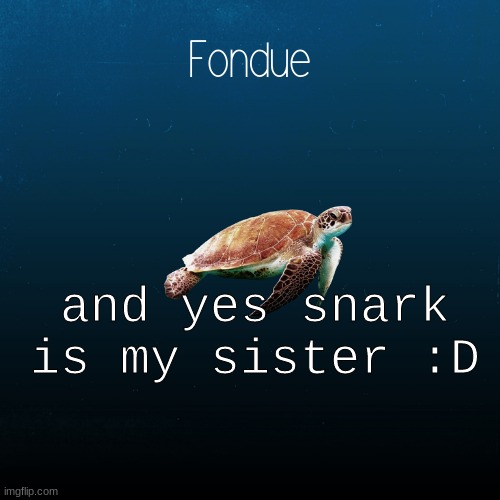 Convinced her to join imgflip lol | and yes snark is my sister :D | image tagged in turtle template-fondue | made w/ Imgflip meme maker