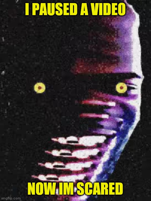 I PAUSED A VIDEO; NOW IM SCARED | image tagged in e | made w/ Imgflip meme maker