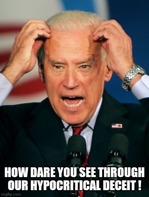 obiden scratches his Horn scars | HOW DARE YOU SEE THROUGH OUR HYPOCRITICAL DECEIT ! | image tagged in obiden scratches his horn scars | made w/ Imgflip meme maker