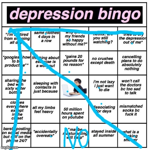 ok then. . . | image tagged in depression bingo | made w/ Imgflip meme maker