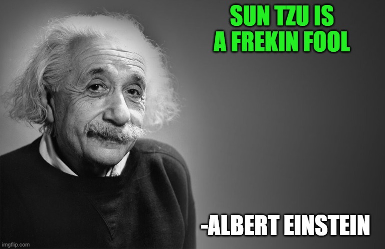 albert einstein quotes | SUN TZU IS A FREKIN FOOL -ALBERT EINSTEIN | image tagged in albert einstein quotes | made w/ Imgflip meme maker