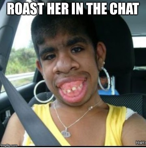 ugly girl | ROAST HER IN THE CHAT | image tagged in ugly girl | made w/ Imgflip meme maker