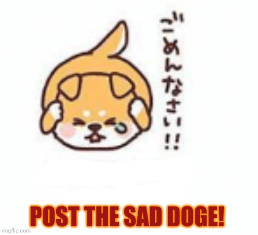 Post this doge | POST THE SAD DOGE! | image tagged in post this dog,cute puppies,anime,puppies | made w/ Imgflip meme maker