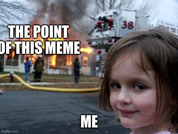 wot | THE POINT
OF THIS MEME; ME | image tagged in memes,disaster girl | made w/ Imgflip meme maker