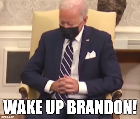 Sleeping Biden | WAKE UP BRANDON! | image tagged in sleeping biden | made w/ Imgflip meme maker