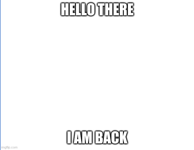 hello again | HELLO THERE; I AM BACK | image tagged in wite screen | made w/ Imgflip meme maker