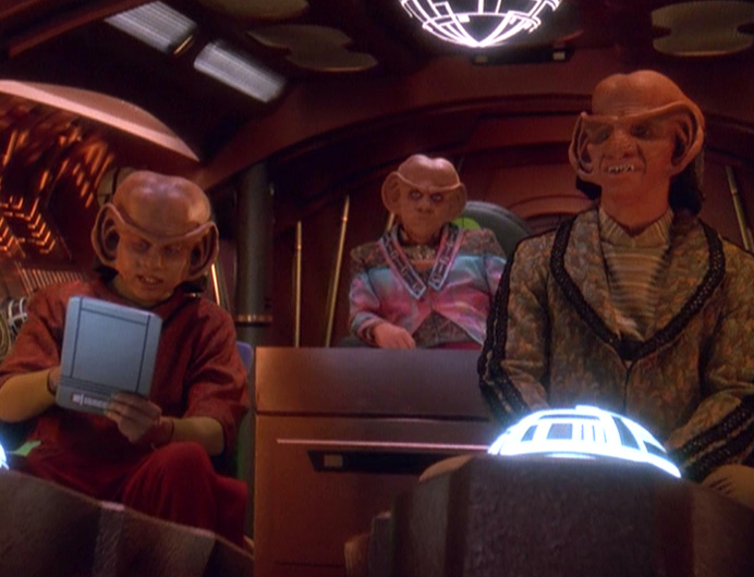 Rom, Quark and Nog in a ship. Blank Meme Template