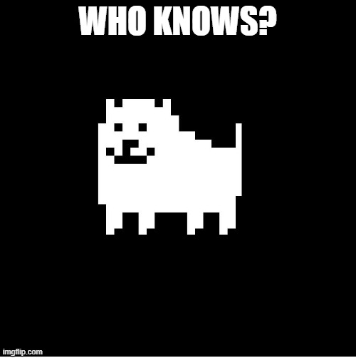 Annoying Dog(undertale) | WHO KNOWS? | image tagged in annoying dog undertale | made w/ Imgflip meme maker
