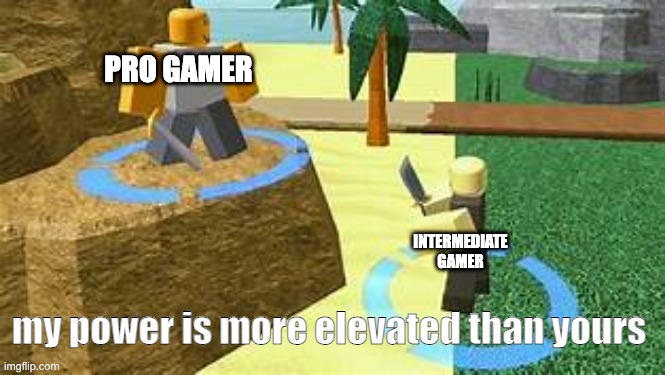 what | PRO GAMER; INTERMEDIATE GAMER; my power is more elevated than yours | image tagged in video games | made w/ Imgflip meme maker