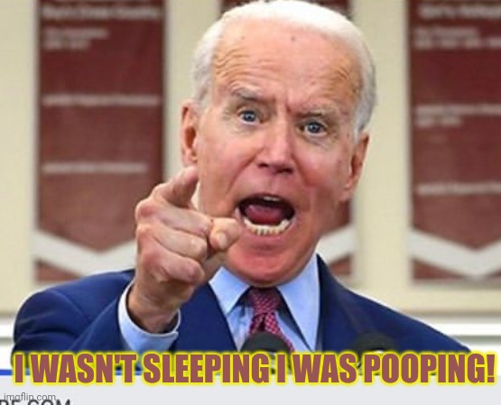 Joe Biden no malarkey | I WASN'T SLEEPING I WAS POOPING! | image tagged in joe biden no malarkey | made w/ Imgflip meme maker