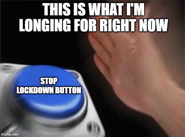 Blank Nut Button | THIS IS WHAT I'M LONGING FOR RIGHT NOW; STOP LOCKDOWN BUTTON | image tagged in memes,blank nut button | made w/ Imgflip meme maker