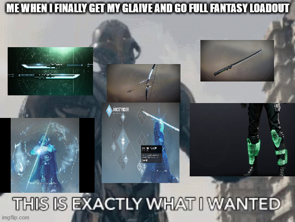 Dark Souls: The Witch Queen | ME WHEN I FINALLY GET MY GLAIVE AND GO FULL FANTASY LOADOUT | image tagged in this is exactly what i wanted | made w/ Imgflip meme maker