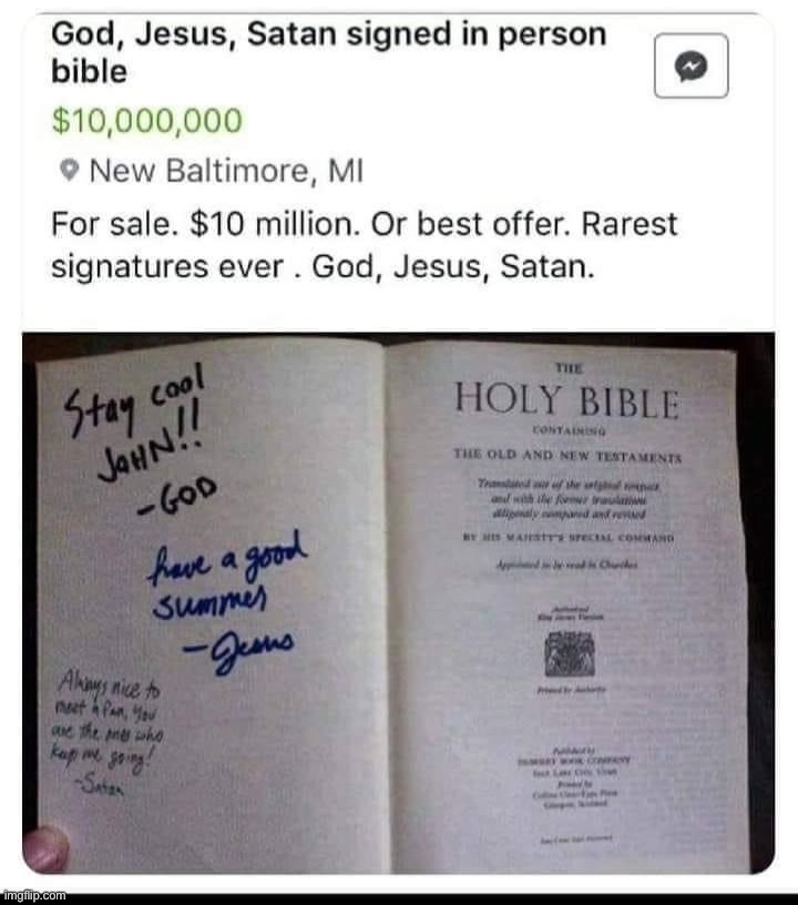 Autographed bible | image tagged in autographed bible | made w/ Imgflip meme maker