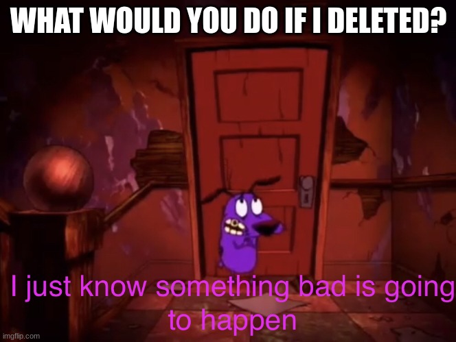I just know something bad is going to happen | WHAT WOULD YOU DO IF I DELETED? | image tagged in i just know something bad is going to happen | made w/ Imgflip meme maker