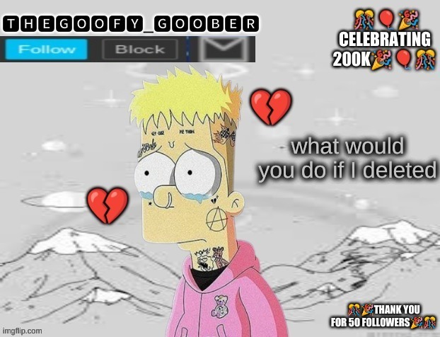 TheGoofy_Goober's announcement template | what would you do if I deleted | image tagged in thegoofy_goober's announcement template,memes,imgflip | made w/ Imgflip meme maker