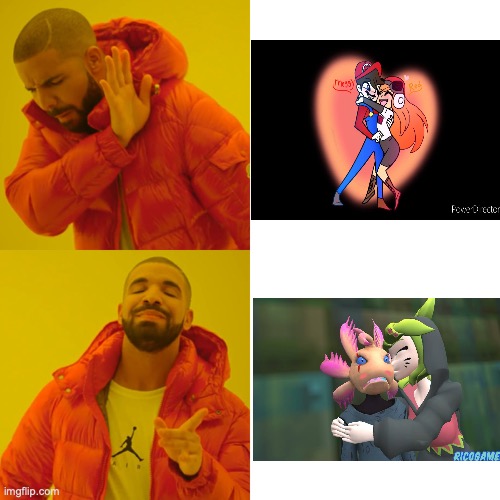 I think Axol x Melony is okay because its canon | image tagged in memes,drake hotline bling | made w/ Imgflip meme maker