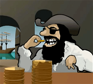 Pirate Biting Gold Coin Blank Meme Template