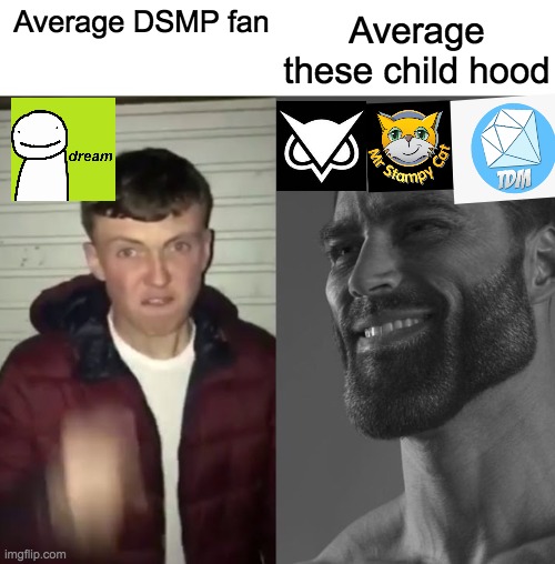 guys i only know these child hood. | Average these child hood; Average DSMP fan | image tagged in average fan vs average enjoyer | made w/ Imgflip meme maker