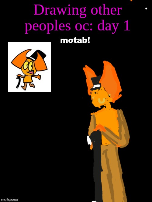 THE HORNS LOOK LIKE BAT EARS I- i tried- | Drawing other peoples oc: day 1; motab! | image tagged in double long black template | made w/ Imgflip meme maker