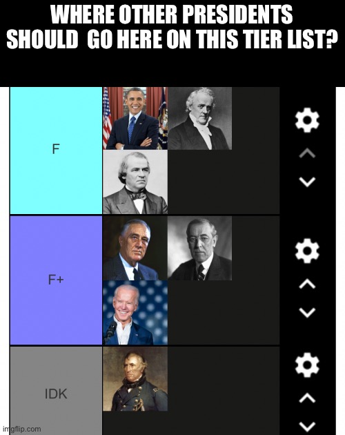 WHERE OTHER PRESIDENTS SHOULD  GO HERE ON THIS TIER LIST? | made w/ Imgflip meme maker