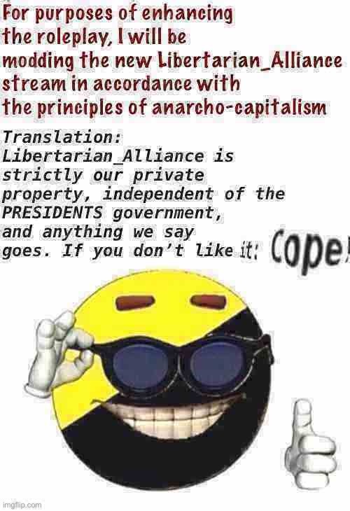 Oh boy, dis’ll b gud | image tagged in libertarian alliance,libertarian,alliance,ancap,anarcho-capitalism | made w/ Imgflip meme maker