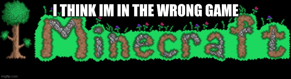 minerarria | I THINK IM IN THE WRONG GAME | image tagged in minecraft,terraria,im in the wrong game,go make smut out of trains r34 artist,the topic is slowly getting off lol | made w/ Imgflip meme maker