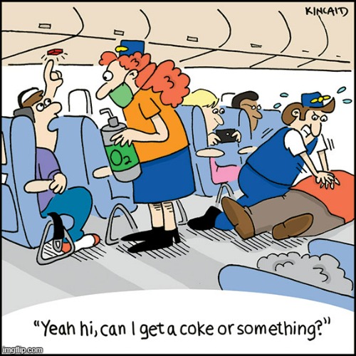 All In A Day's Flight | image tagged in memes,comics,airplane,problem,passenger,coke | made w/ Imgflip meme maker