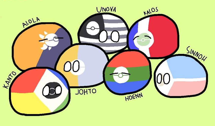 High Quality The Pokemon Region Gang (Polandball) Blank Meme Template