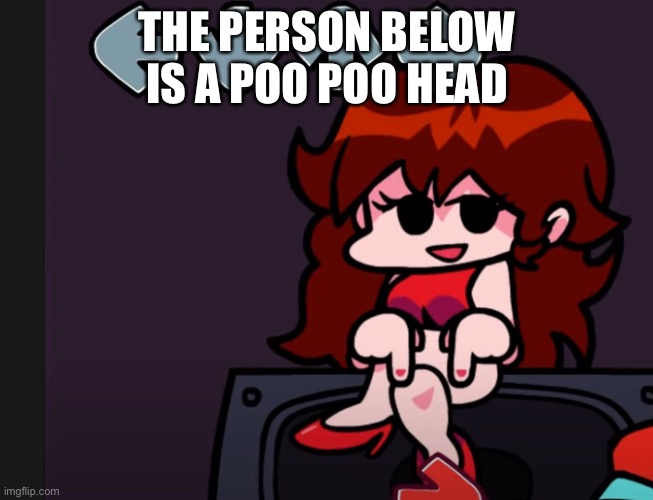 The person below | THE PERSON BELOW IS A POO POO HEAD | image tagged in the person below | made w/ Imgflip meme maker
