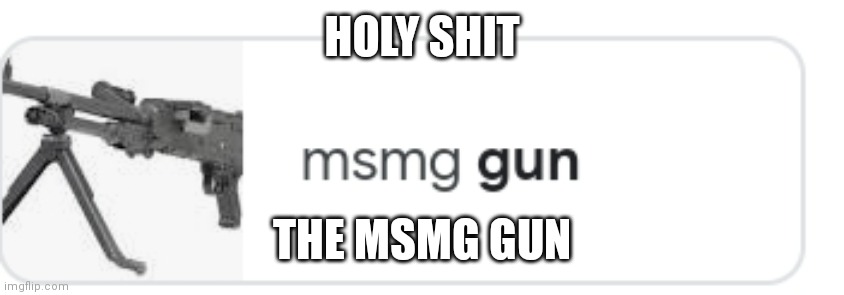 didn't know we had our own guns | HOLY SHIT; THE MSMG GUN | made w/ Imgflip meme maker