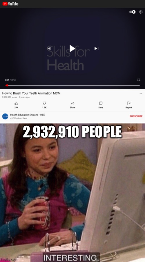2,932,910 PEOPLE | image tagged in icarly interesting | made w/ Imgflip meme maker