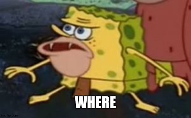 Spongebob caveman | WHERE | image tagged in spongebob caveman | made w/ Imgflip meme maker