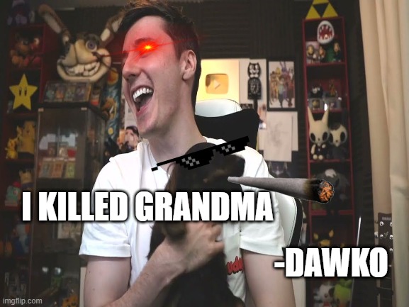 did dawko mean that? | I KILLED GRANDMA; -DAWKO | image tagged in funny | made w/ Imgflip meme maker