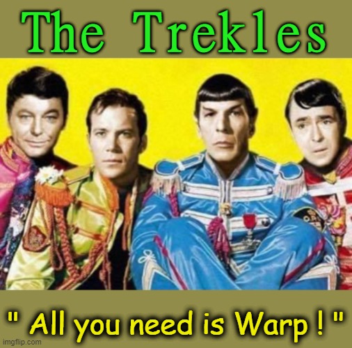 The Trekles | The Trekles; " All you need is Warp ! " | image tagged in allow us to introduce ourselves | made w/ Imgflip meme maker