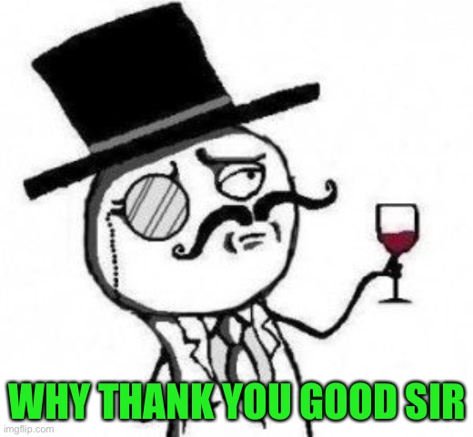 good sir | WHY THANK YOU GOOD SIR | image tagged in good sir | made w/ Imgflip meme maker