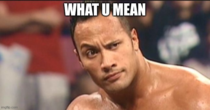The Rock Eyebrow | WHAT U MEAN | image tagged in the rock eyebrow | made w/ Imgflip meme maker