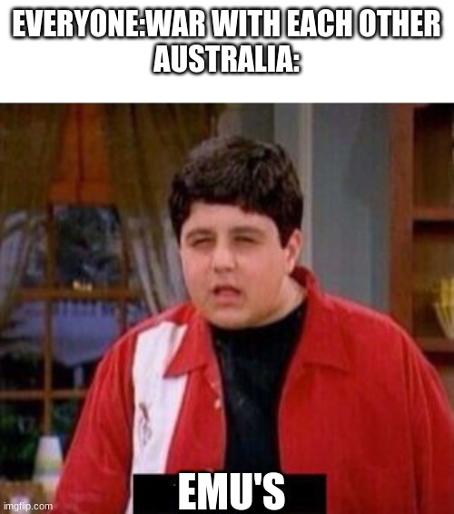 *insert bird sounds* | EVERYONE:WAR WITH EACH OTHER
AUSTRALIA:; EMU'S | image tagged in videogames | made w/ Imgflip meme maker