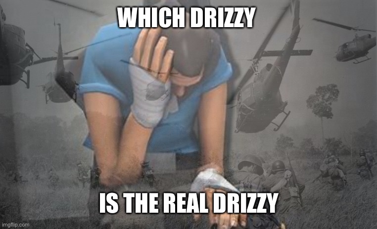 Existential crisis moment | WHICH DRIZZY; IS THE REAL DRIZZY | image tagged in scout has ptsd | made w/ Imgflip meme maker