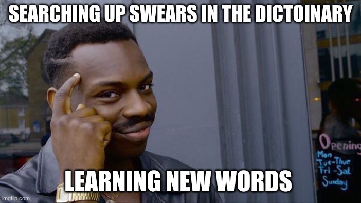 Roll Safe Think About It | SEARCHING UP SWEARS IN THE DICTOINARY; LEARNING NEW WORDS | image tagged in memes,roll safe think about it | made w/ Imgflip meme maker