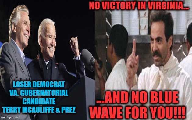 Pulling Out All the Stops -- For Naught | NO VICTORY IN VIRGINIA... LOSER DEMOCRAT VA. GUBERNATORIAL CANDIDATE TERRY MCAULIFFE & PREZ; ...AND NO BLUE WAVE FOR YOU!!! | image tagged in terry mcauliffe,virginia gubernatorial election | made w/ Imgflip meme maker