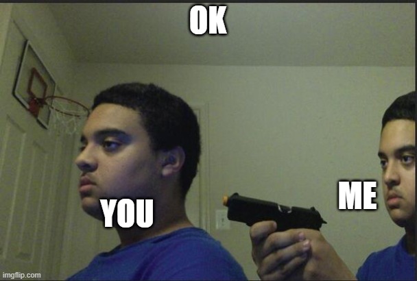 Trust Nobody, Not Even Yourself | OK YOU ME | image tagged in trust nobody not even yourself | made w/ Imgflip meme maker
