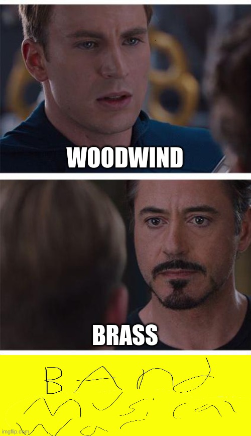 Band | WOODWIND; BRASS | image tagged in memes,marvel civil war 1 | made w/ Imgflip meme maker