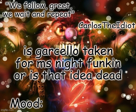 what da dog doin | is garcello taken for ms night funkin
or is that idea dead | image tagged in help i cant stop saying what da dog doin | made w/ Imgflip meme maker